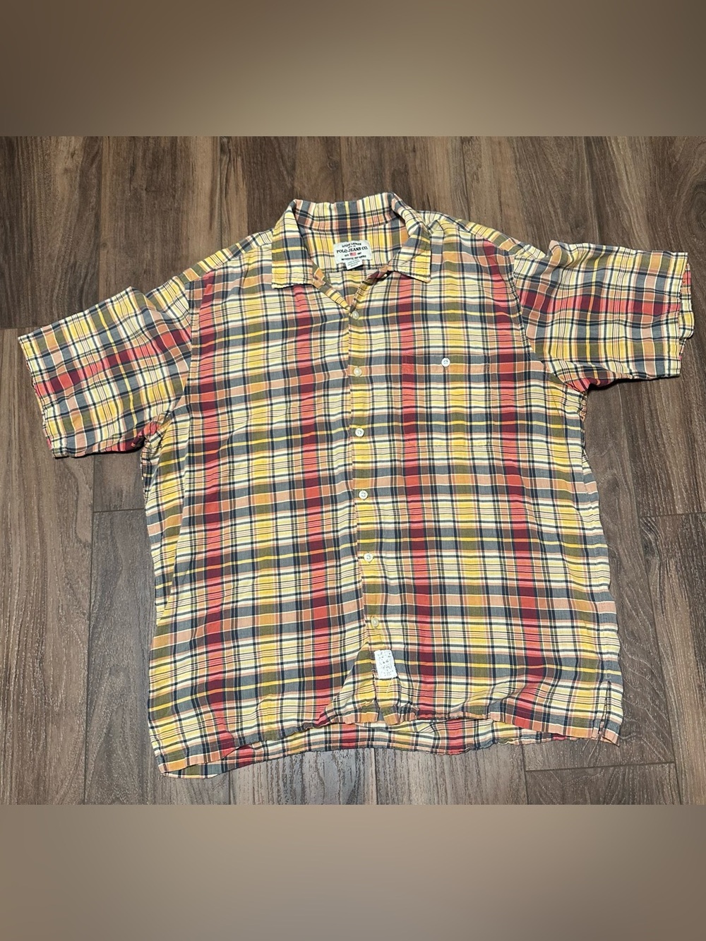 Vintage Polo Jeans Co. Ralph Lauren Shirt Sleeve Button Down Men’s Plaid Shirt L